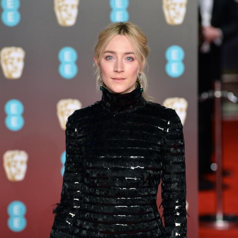 #TimesUp: Saoirse Ronan joined the fashion black-out at the 2018 Bafta film awards. Photograph: Jeff Spicer/Getty