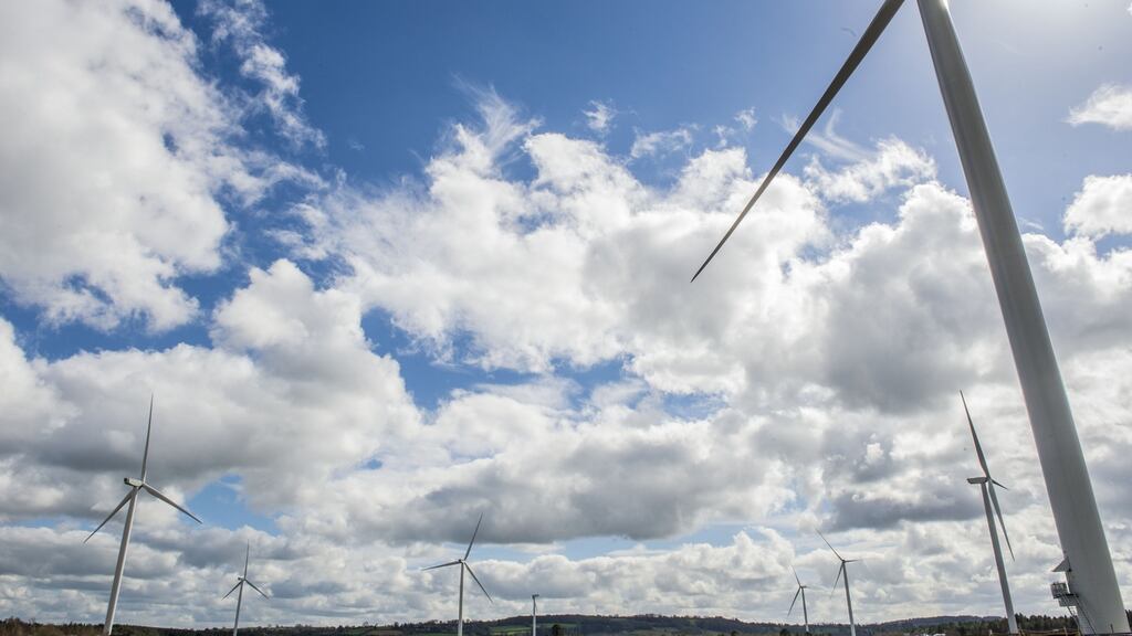 Wind turbines at Monaincha wind farm, Roscrea, Co Tipperary. Photograph: Brenda Fitzsimons
