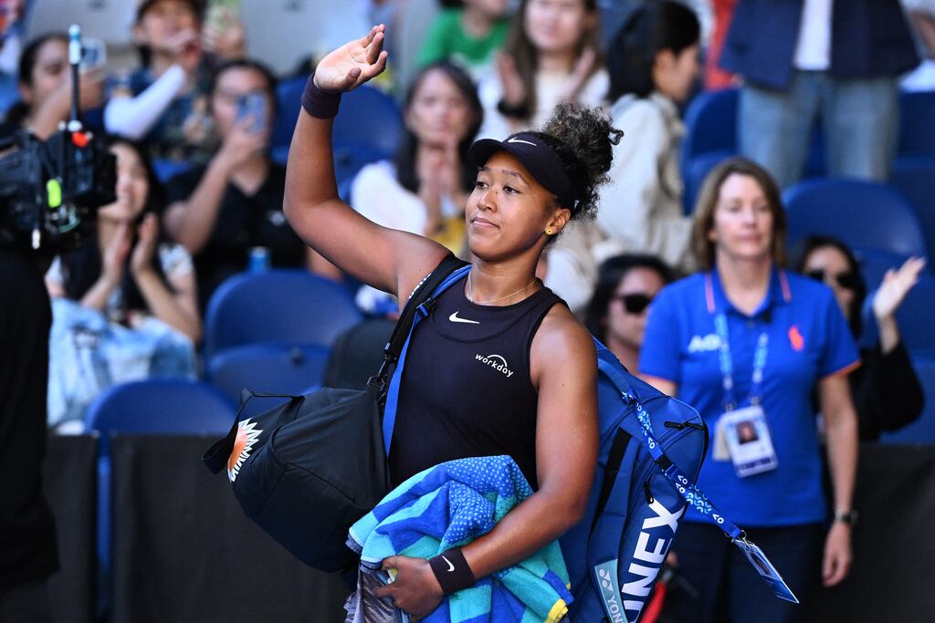 Japan's Naomi Osaka leaves the court after retiring due to injury during her women's singles match against Switzerland's Belinda Bencic. Photograph: William West/AFP via Getty Images