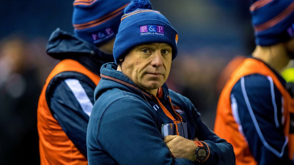 Edinburgh coach Richard Cockerill: “We’re going to go out there, gumshields in, sleeves rolled up, and we’re going to get in the middle of it and see where we get to.” Photograph: Craig Watson/Inpho