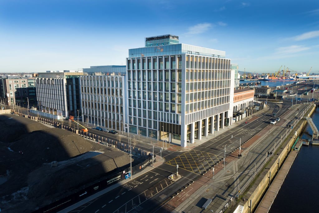 Developed by TIO, the North Dock office scheme occupies a prime waterfront position in Dublin's north docklands