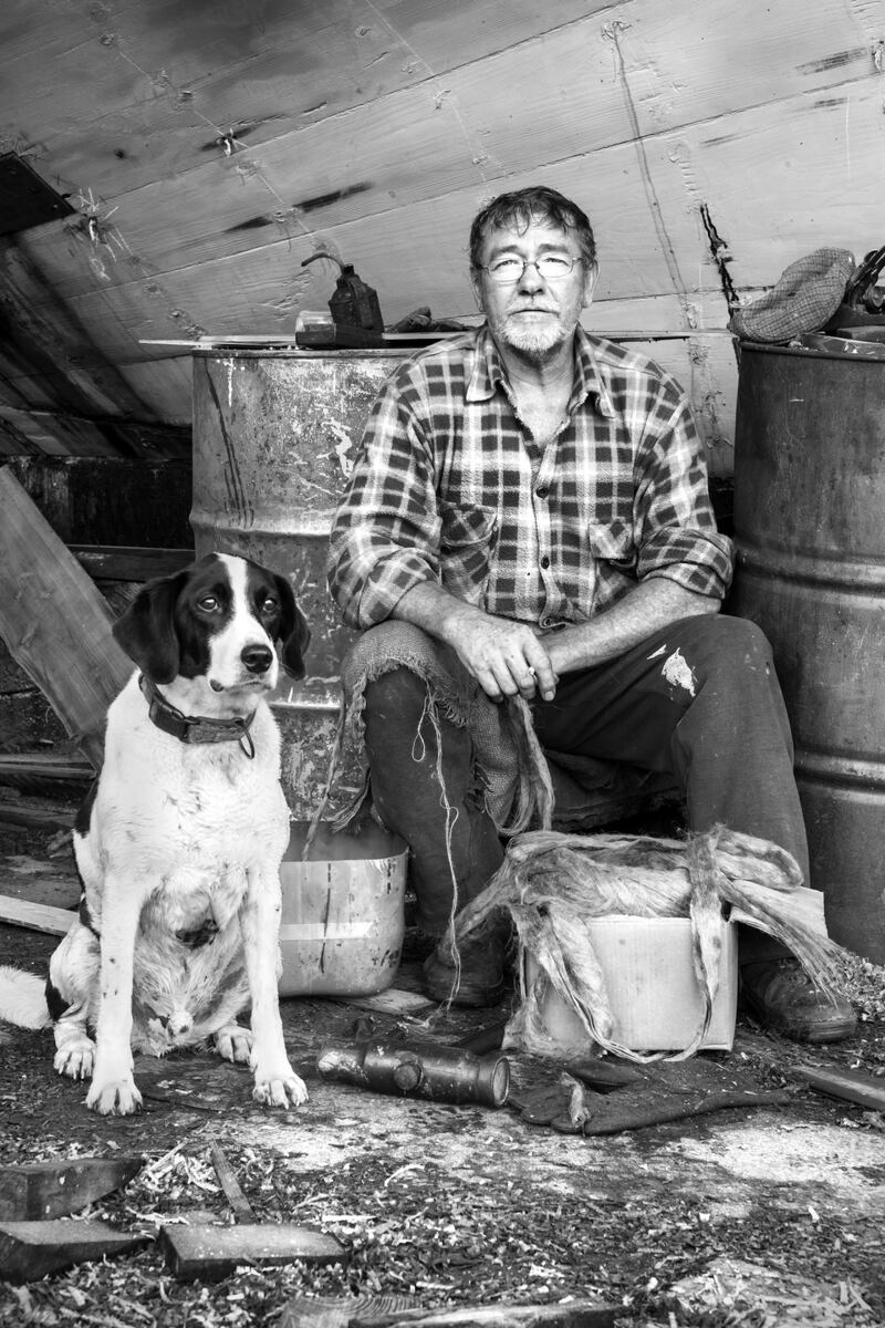 Fachtna O’Sullivan and Jasper at Hegarty’s Boatyard