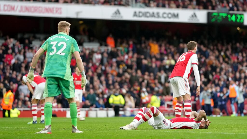 Arsenal were beaten at the death by Manchester City. Photograph: John Walton/PA