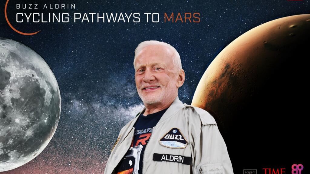 Buzz Aldrin: Cycling Pathways to Mars is a 10-minute virtual reality movie in which Aldrin’s hologram follows the viewer as they travel from the Moon to Mars