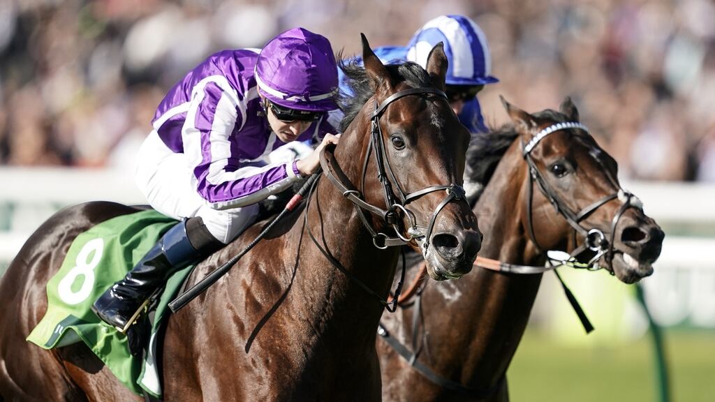 Ten Sovereigns, with Donnacha O’Brien up (left), winning the Juddmonte Middle Park Stakes at Newmarket last September. Photograph: Alan Crowhurst/Getty Images