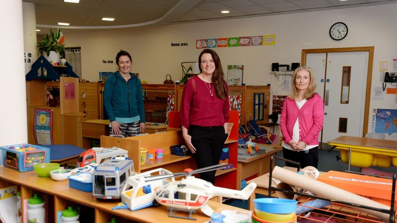 Child and family development worker Eibhlis Penston; Clodagh Carroll, assistant director of services at Barnardo’s; and project co-ordinator of the early years service in Mulhuddart Olivia Speight. Photograph: Alan Betson