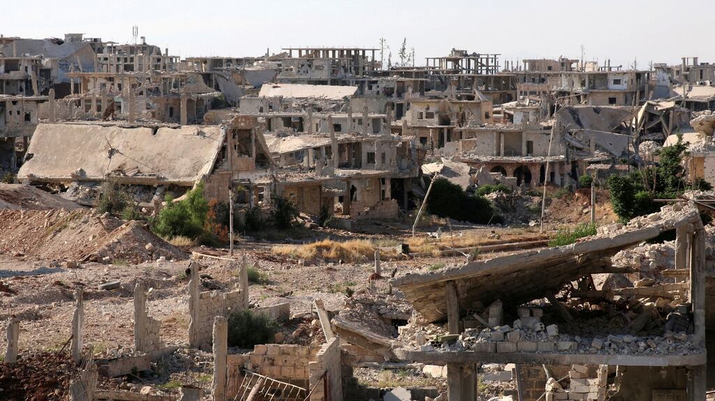 Damaged buildings in a rebel-held part of the southern city of Dera in June. File photograph: Reuters