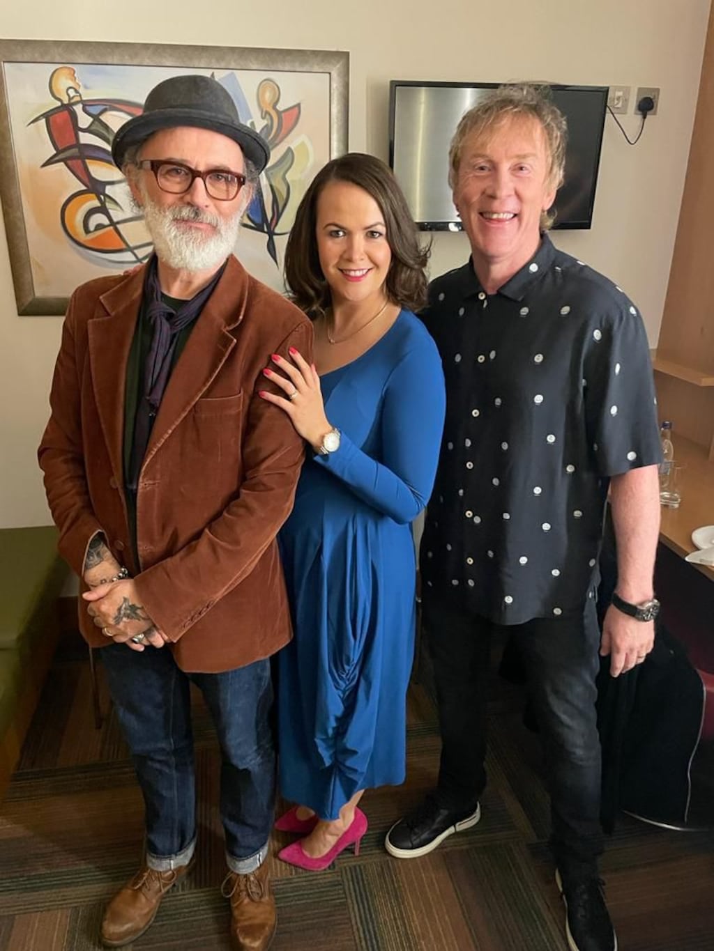 Laurita Blewitt with her Tommy, Hector & Laurita podcast co-hosts Tommy Tiernan (left) and Hector Ó hEochagáin