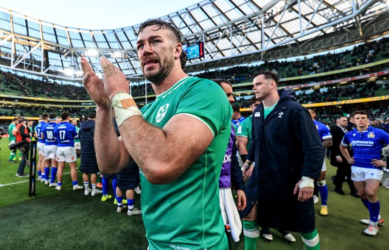 Ireland captain Caelan Doris after the game. Photograph: Dan Sheridan/Inpho