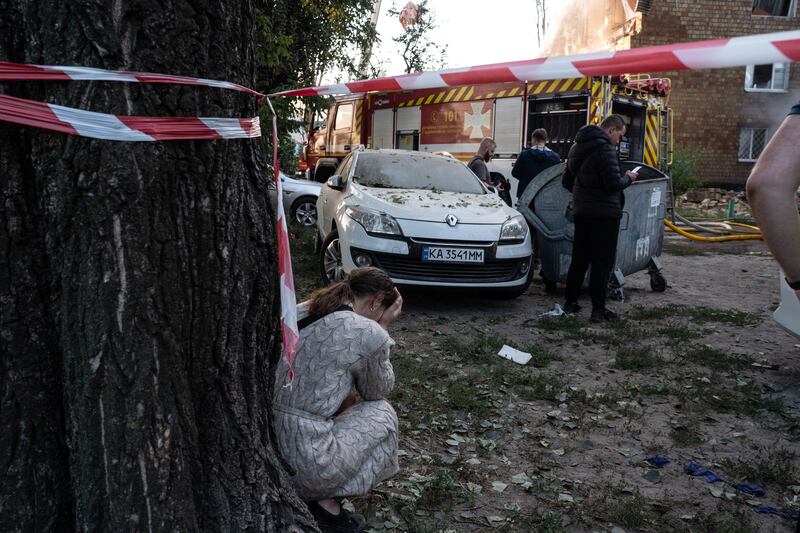 The site of an overnight air strike on an apartment building in Kyiv. Photograph: Patryk Jaracz/SOPA Images/LightRocket via Getty Images