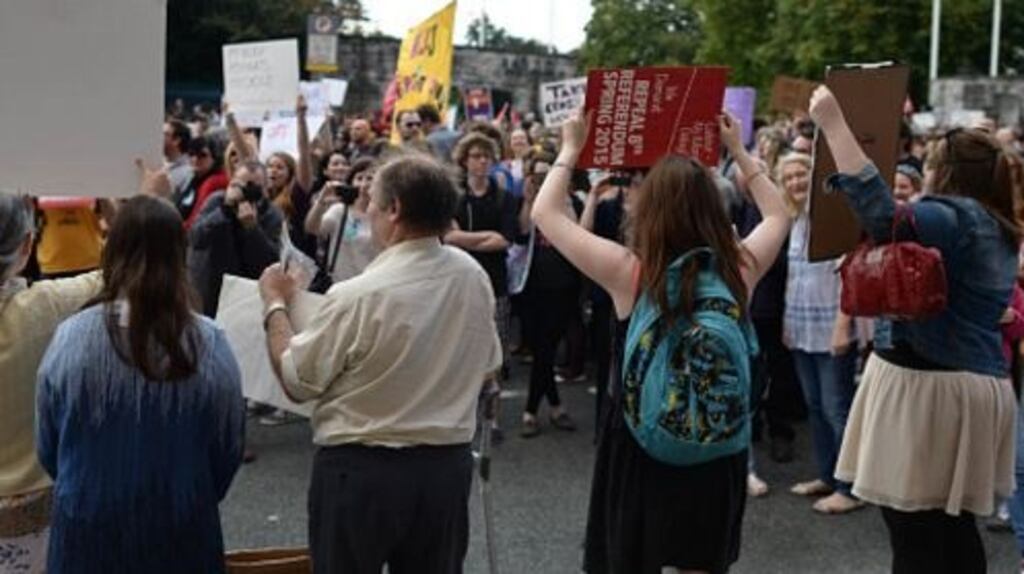 Protesters for and against abortion rally in Dublin earlier this year. File photograph: Getty Images