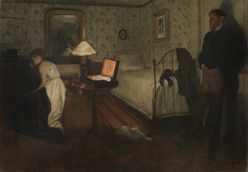 Degas' Interior (also known as The Rape, 1868-69, Philadelphia Museum of Art)