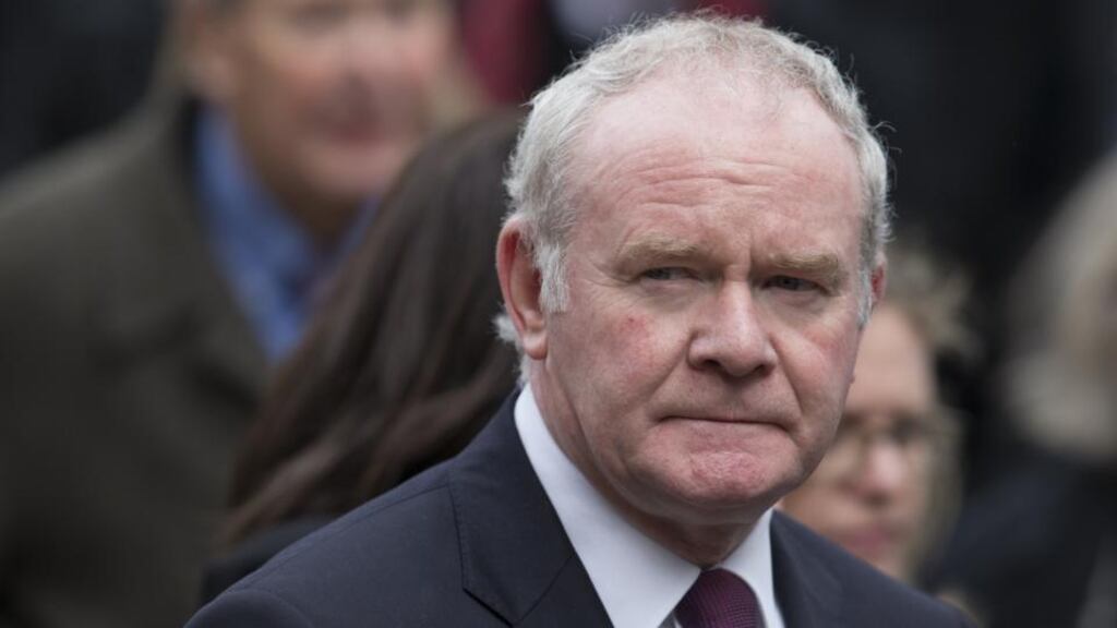 Martin McGuinness: repeated claim that a tiny number of influential people within the PSNI had set out to damage Sinn Féin through Mr Adams’ detention. Photograph: Oli Scarff/Getty Images.