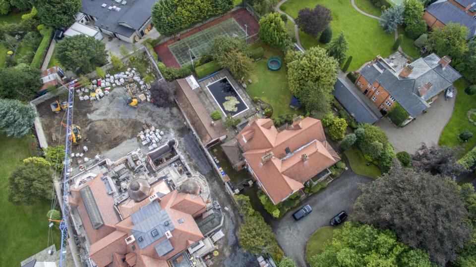 Shrewsbury Road from above: numbers 9 and 11. Number 9, Lissadell, is extending to 1,069sq m (11,506sq ft). Number 11, Fintragh, at 530sq m (5,700sq ft) is next door