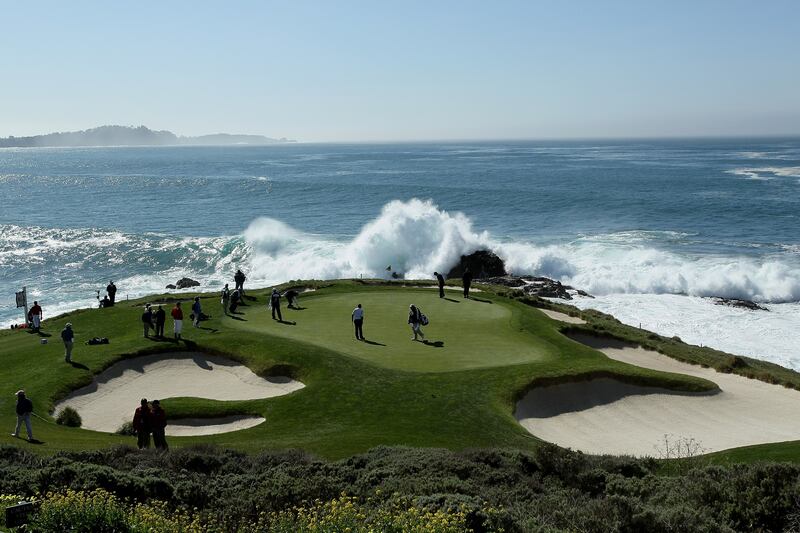 Seventh hole during the final round of the AT&T Pebble Beach National Pro-Am at Pebble Beach Golf Links in Pebble Beach, California. Photograph: Stephen Dunn/Getty Images