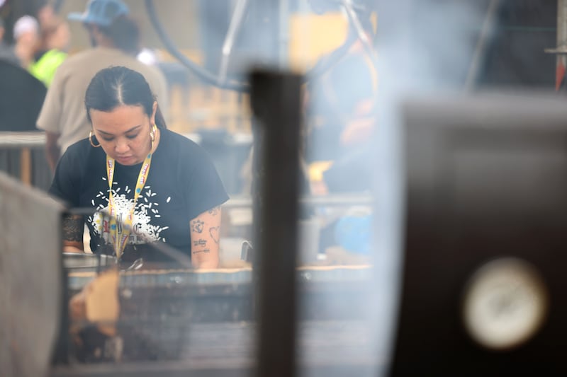 Erica Paredes working with Bahay X at The Big Grill. Photograph: Dara Mac Dónaill