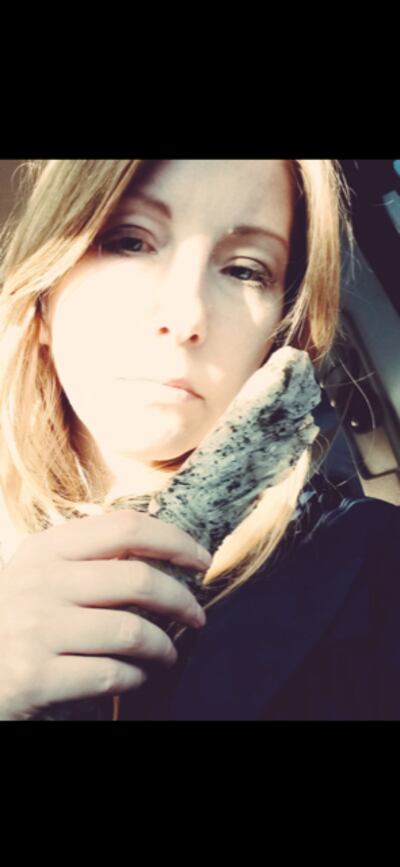 Writer Victoria Amelina with Volodymyr Vakulenko's diary