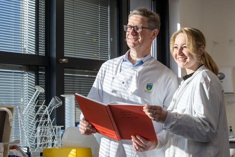 Cancer researcher Louise Watson with her father Bill Watson, professor of cancer biology at the UCD School of Medicine, at the RCSI. Photograph: Tom Honan