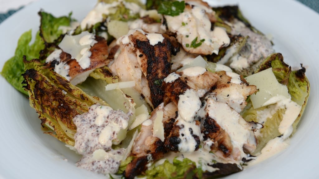 Andy Noonan’s ultimate barbecued chicken Caesar salad. Photograph: Dara Mac Dónaill