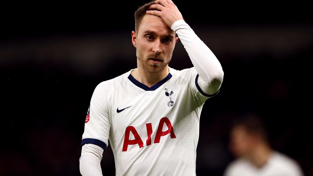 Tottenham Hotspur’s Christian Eriksen during Tuesday’s FA Cup third round replay. Photograph: PA