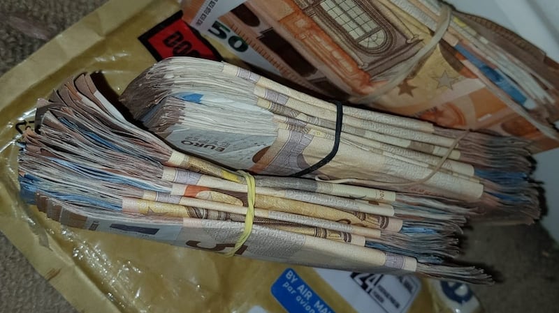 Cash seized by the Criminal Assets Bureau during Wednesday’s search.