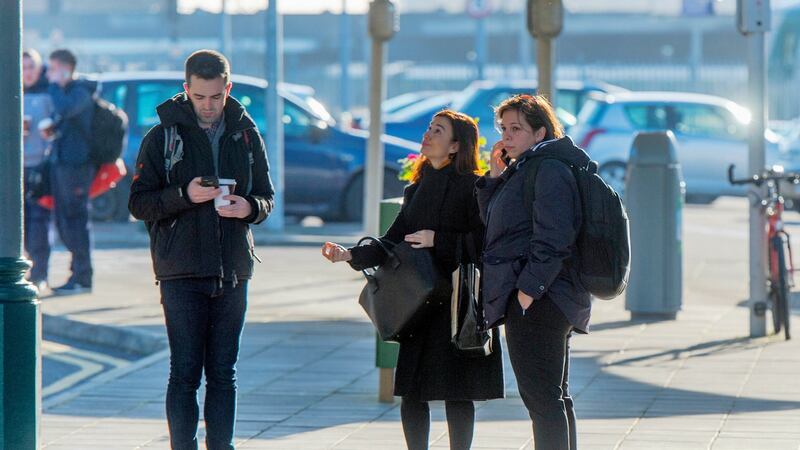 Stranded commuters at Kent Train Station, Co Cork during industrial action. Photograph: Michael Mac Sweeney/Provision