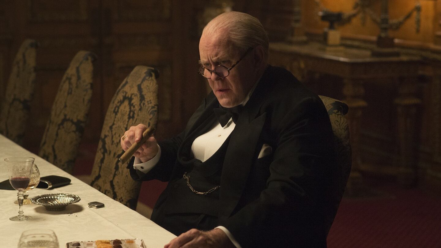 John Lithgow plays Winston Churchill and is the only American in the cast of The Crown.