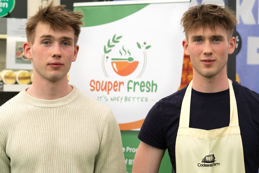 James and Daniel Buckley, co-founders of Souper Fresh: 'We replace the stock with whey liquid, which allows us to reduce our energy use and costs as we’re not simmering ingredients, like bones, for ages to make stock.' Photograph: Aimee Crawford