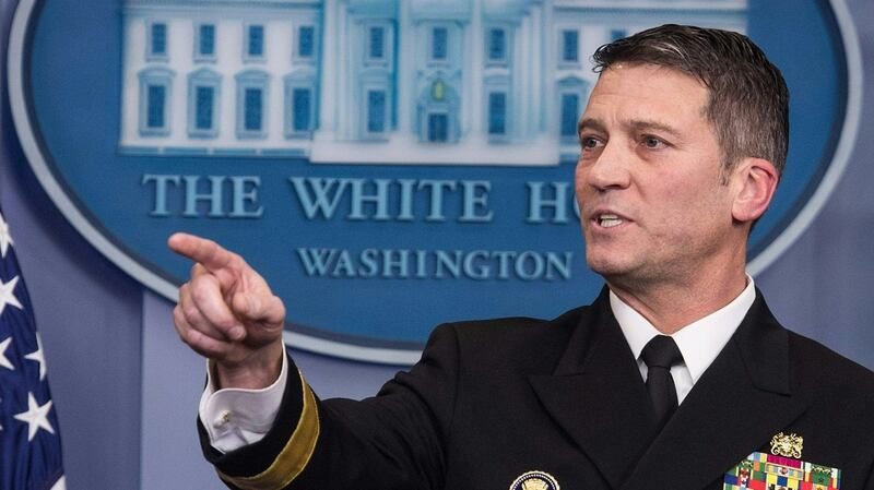 White House physician Rear Admiral Ronny Jackson speaks at the press briefing at the White House in Washington, DC, on January. Photograph: Nicholas Kamm/AFP/Getty Images