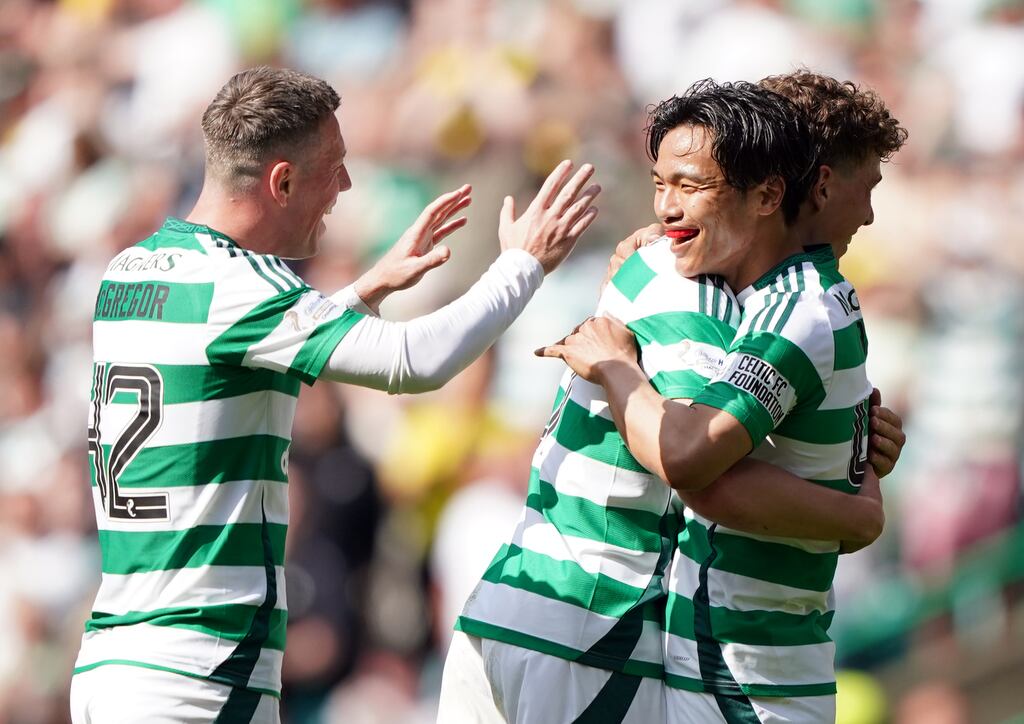 Celtic will again claim the Scottish Premiership trophy on Saturday after hosting St Mirrin at Celtic Park. Photograph: Andrew Milligan/PA