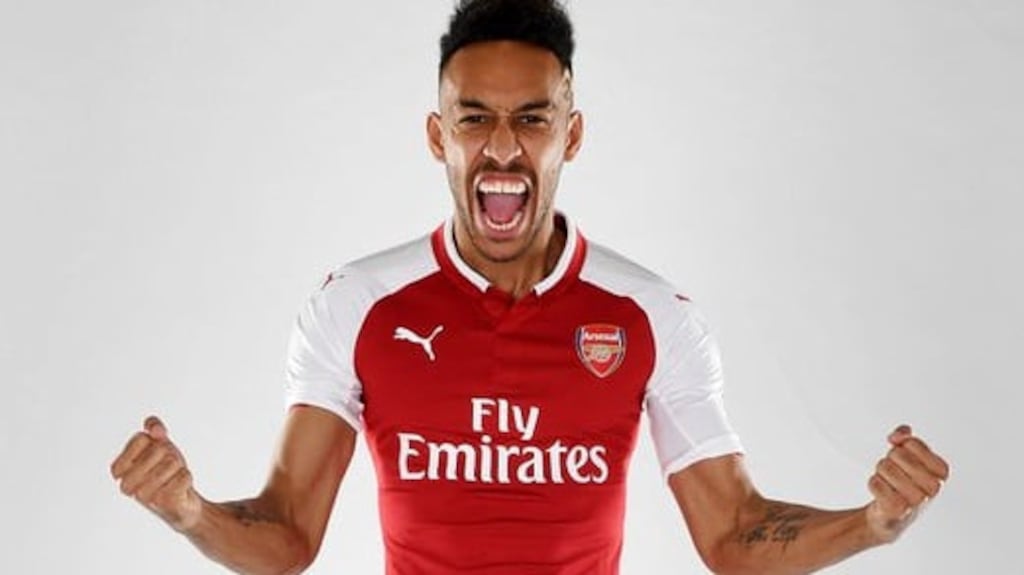 Pierre-Emerick Aubameyang has signed for Arsenal. Photograph: @Arsenal/twitter