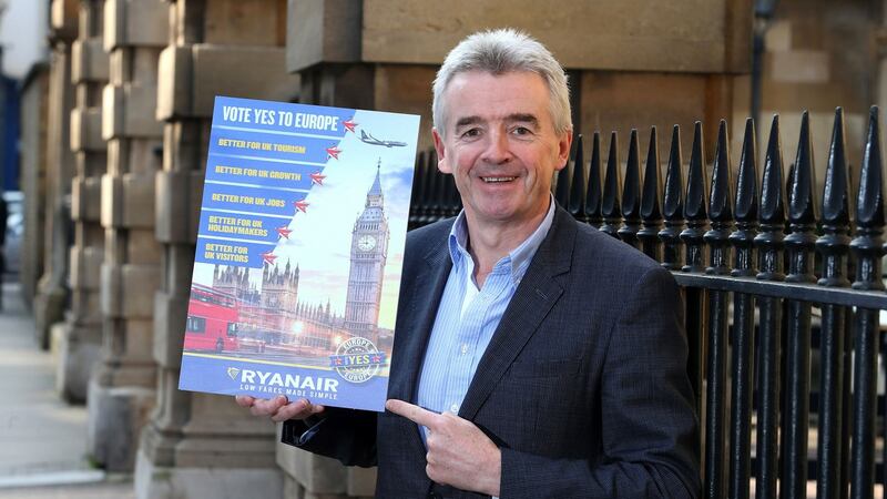 Ryanair of CEO Michael O’Leary: said he would “plaster his planes” with anti-Brexit messages. Photograph: Ryanair/PA Wire