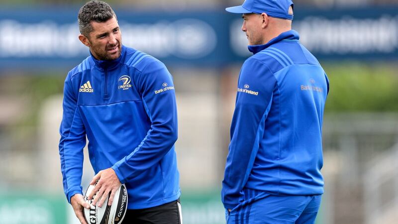 Rob Kearney and backs coach Felipe Contepomi during Leinster pre-season training. Photograph: Laszlo Geczo/Inpho