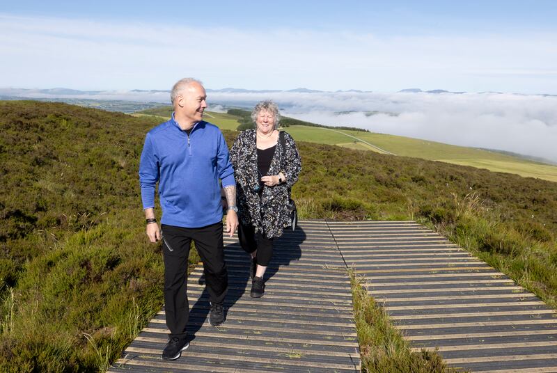 Tourists Roch De Roy and Sylvie La Roche from Montreal, Canada, at the Stone Fort of Grianán of Aileach in Inishowen, Co Donegal. Photograph: Joe Dunne for The Irish Times