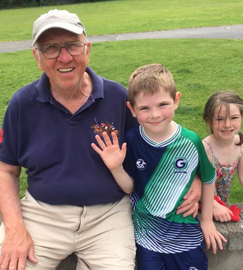 John Morris with two of his four grandchildren William and Genevieve