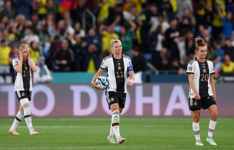 Alexandra Popp of Germany looks dejected after conceding the second Colombia goal during their Fifa Women's World Cup Group H match at Sydney Football Stadium on Sunday. Photograph: Justin Setterfield/Getty Images