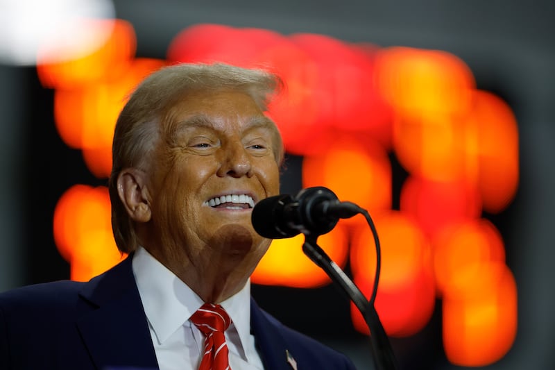 Republican presidential nominee Donald Trump speaks to supporters during a campaign event in Rocky Mount, North Carolina on Wednesday. Photograph: Chip Somodevilla/Getty Images
