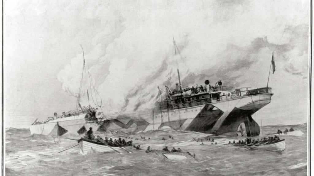 A contemporary depiction of the sinking of the RMS ‘Leinster’ in 1918