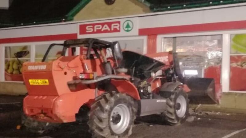 A PSNI photograph of a stolen machine that was used in at attempt to remove an ATM from a shop in Co Tyrone.