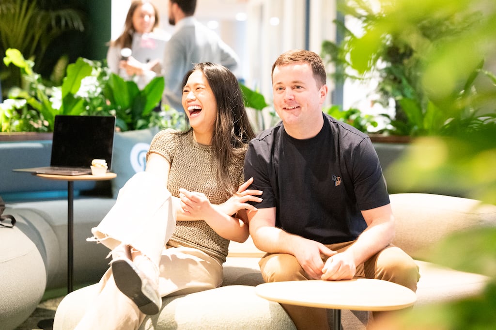The Celtic Forest in the new Pinterest Dublin office incorporates biophilic elements and sounds of the weather that actually sync with the weather outside