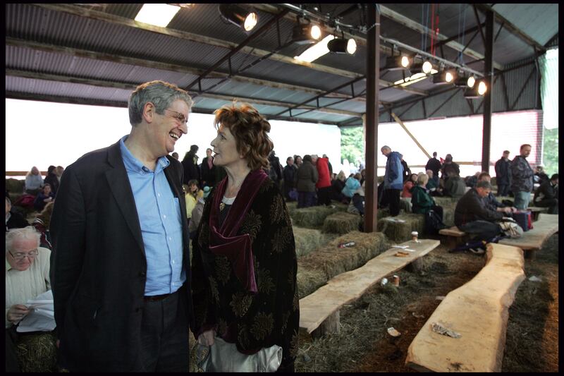 Gerald Dawe and Edna O'Brien at the Flatlake Literary Festival in Clones, Co Monaghan.