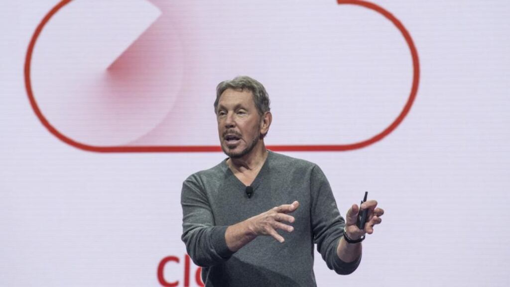 Oracle chairman Larry Ellison speaking at the OpenWorld 2016 conference in San Francisco. Photograph: David Paul Morris/Bloomberg