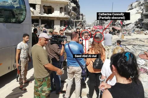 Who is the pro-Assad militia leader Catherine Connolly was pictured with in Syria?