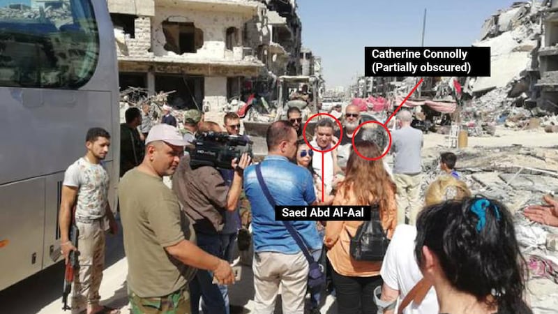 Who is the pro-Assad militia leader Catherine Connolly was pictured with in Syria?