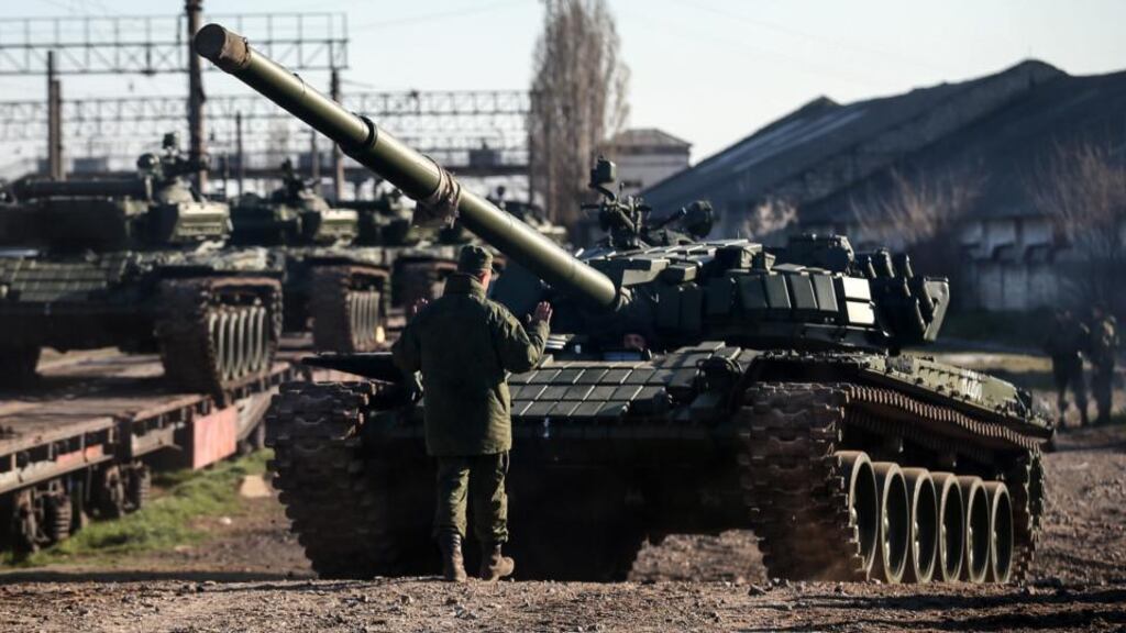 Worries over escalating tension in Ukraine and weak results held back stocks in Europe. Photograph: Sergei Ilnitsky/EPA