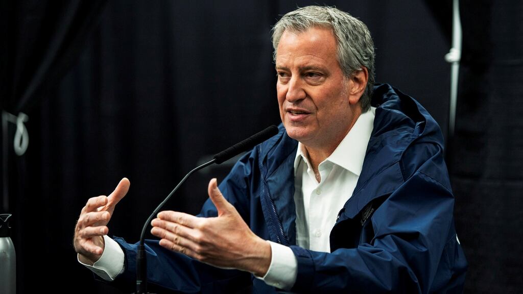 New York mayor Bill de Blasio: ‘I have instructed the NYPD to proceed immediately to summons or even arrest those who gather in large groups.’ Photograph: Eduardo Munoz/Reuters