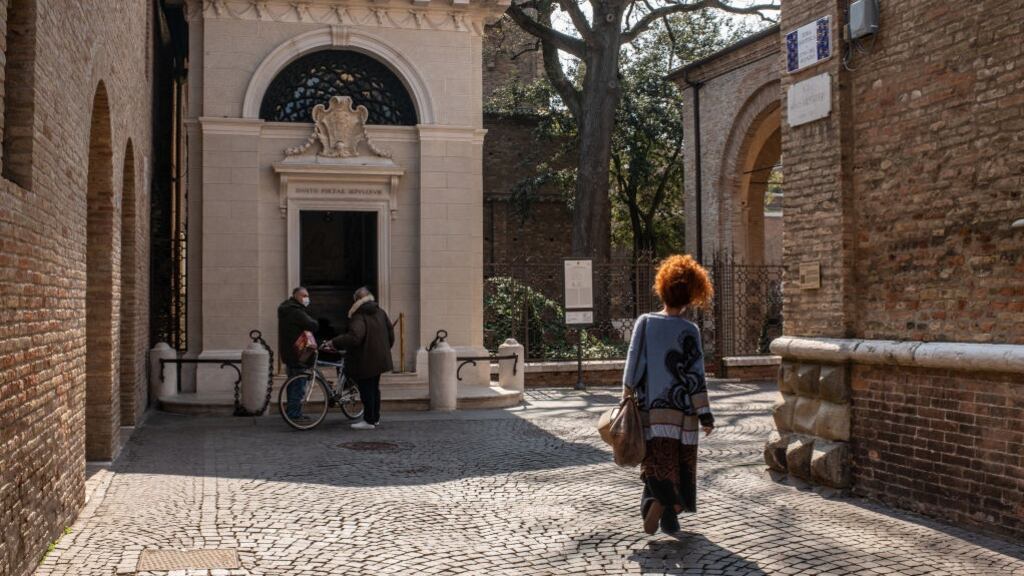 Entrance to the tomb of Dante in Ravenna. Photograph: Elisabetta Zavoli/Getty Images