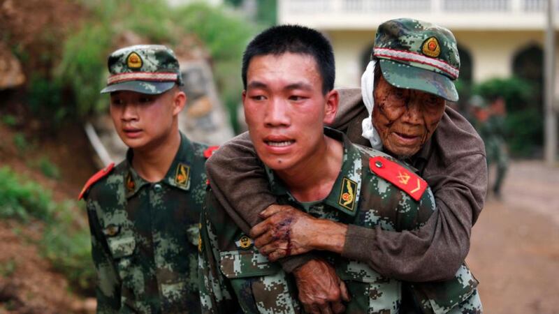 The earthquake struck southwestern China today, killing at least 175 people in the remote mountainous area of Yunnan province. Photograph: China Daily/Reuters