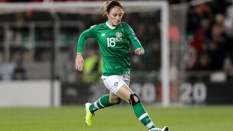 Megan Campbell remains a doubt for the Pinatar Cup with a knee injury. Photograph: Laszlo Geczo/Inpho