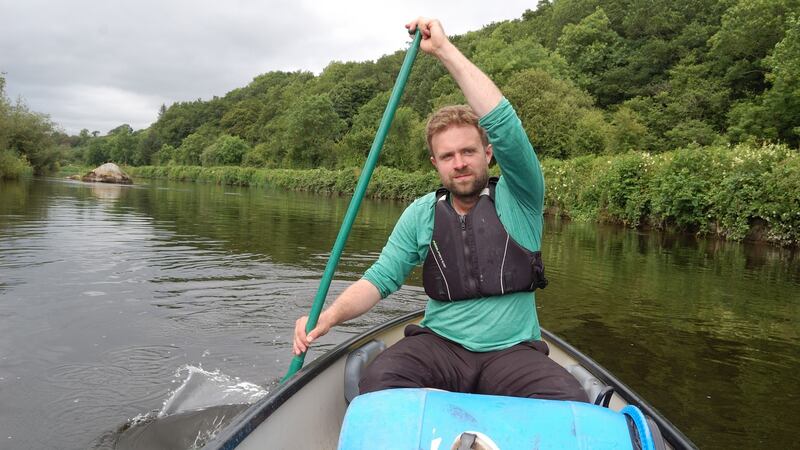 Lenny Antonelli paddling his canoe down the Barrow